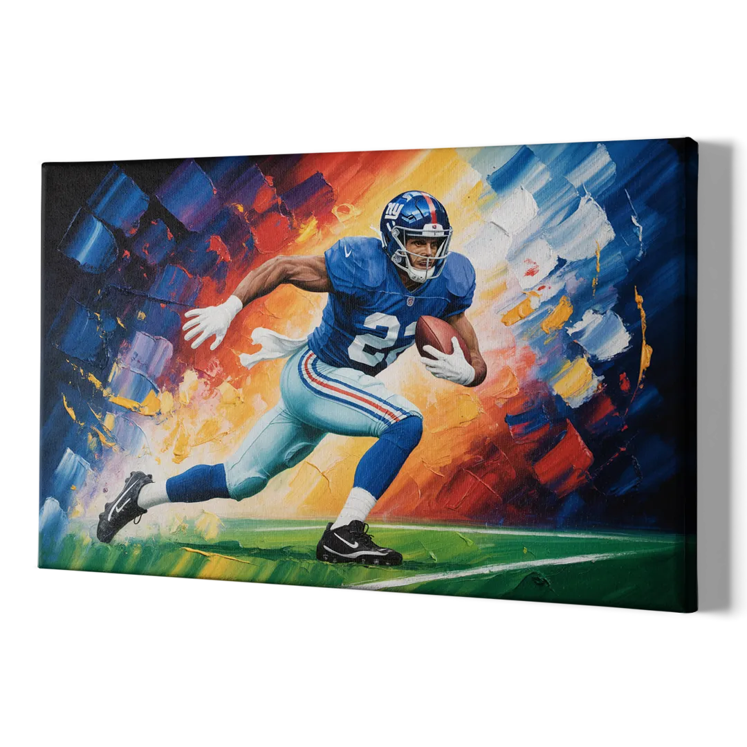 New York Giants Impressionistic Football Action Art - Canvas Print Art Sides