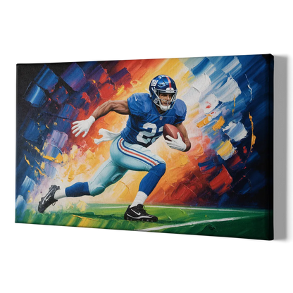New York Giants Impressionistic Football Action Art - Canvas Print Art Sides