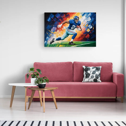 New York Giants Impressionistic Football Action Art - Canvas Wall Art Living Room