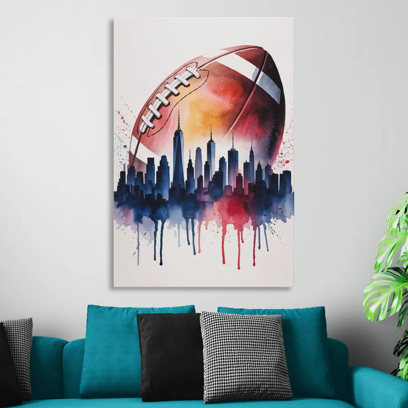 New York Giants Skyline Game Sitting Room - Canvas Wall Art