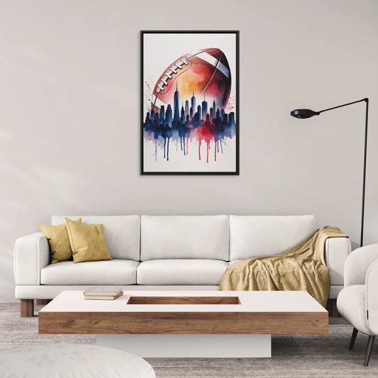 New York Giants Skyline Game - Living Room Black Frame Canvas