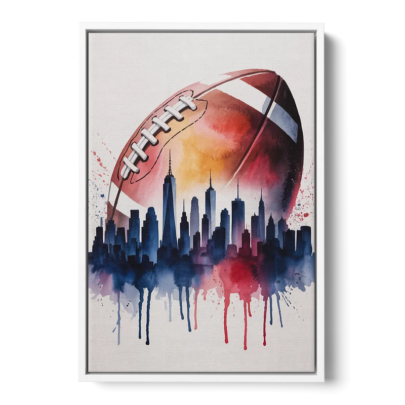 New York Giants Skyline Game Front - White Canvas Wall Art