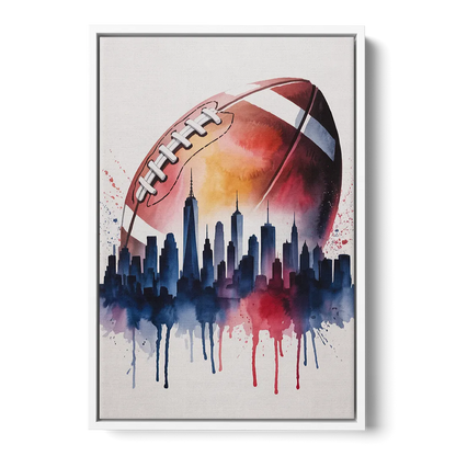 New York Giants Skyline Game - White Frame Canvas