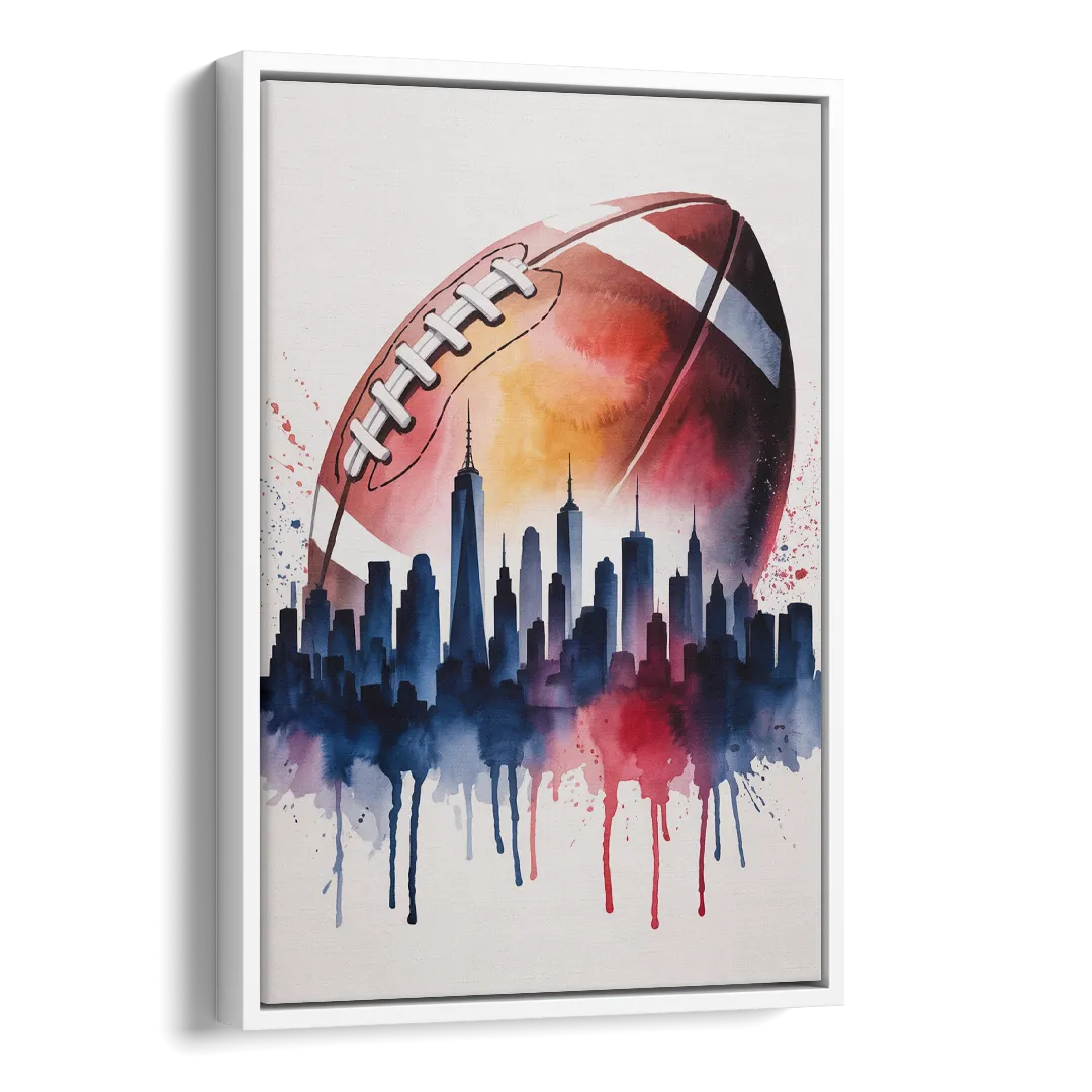 New York Giants Skyline Game Side - White Canvas Wall Art