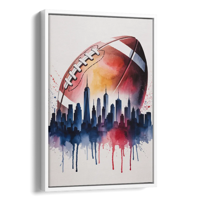 New York Giants Skyline Game Side - White Canvas Wall Art