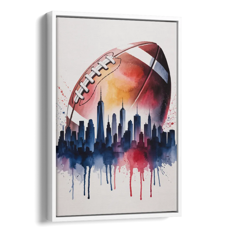 New York Giants Skyline Game Side - White Canvas Wall Art
