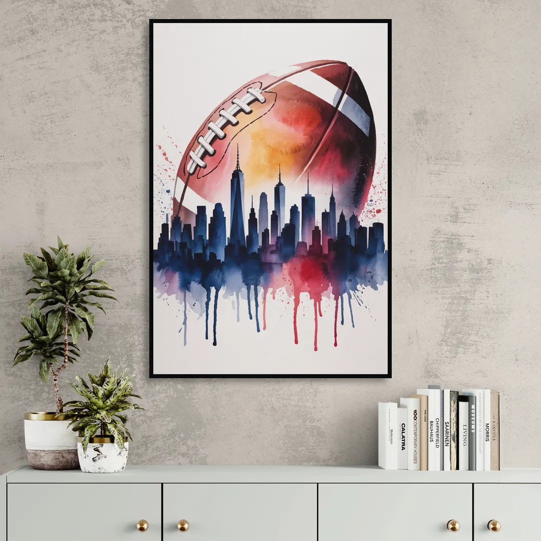 New York Giants Skyline Game Sitting Room - Black Canvas Wall Art