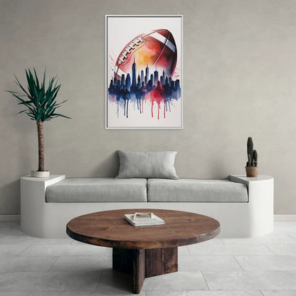 New York Giants Skyline Game - Living Room White Frame Canvas