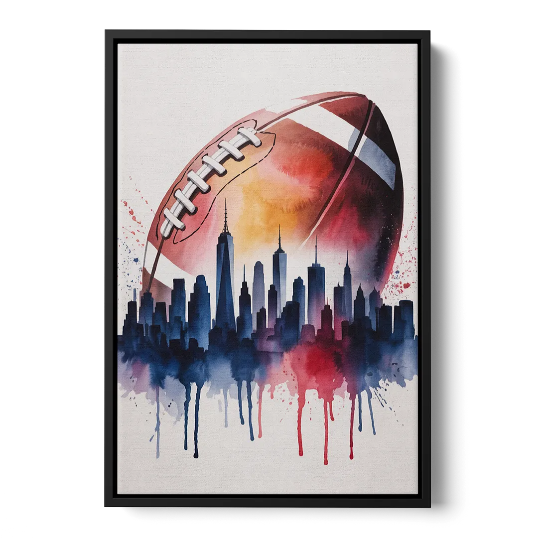 New York Giants Skyline Game - Black Frame Canvas
