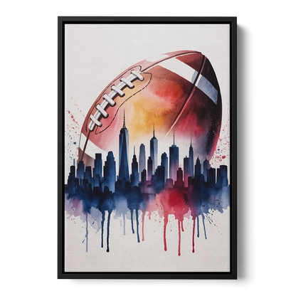 New York Giants Skyline Game - Black Frame Canvas