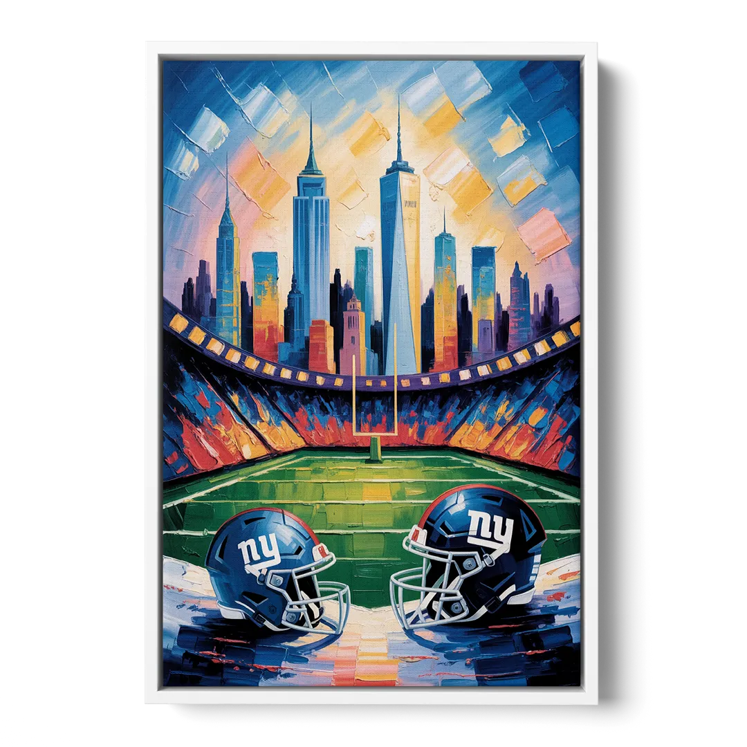 New York Giants Skyline Stadium - White Frame Canvas