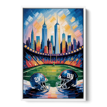 New York Giants Skyline Stadium - White Frame Canvas