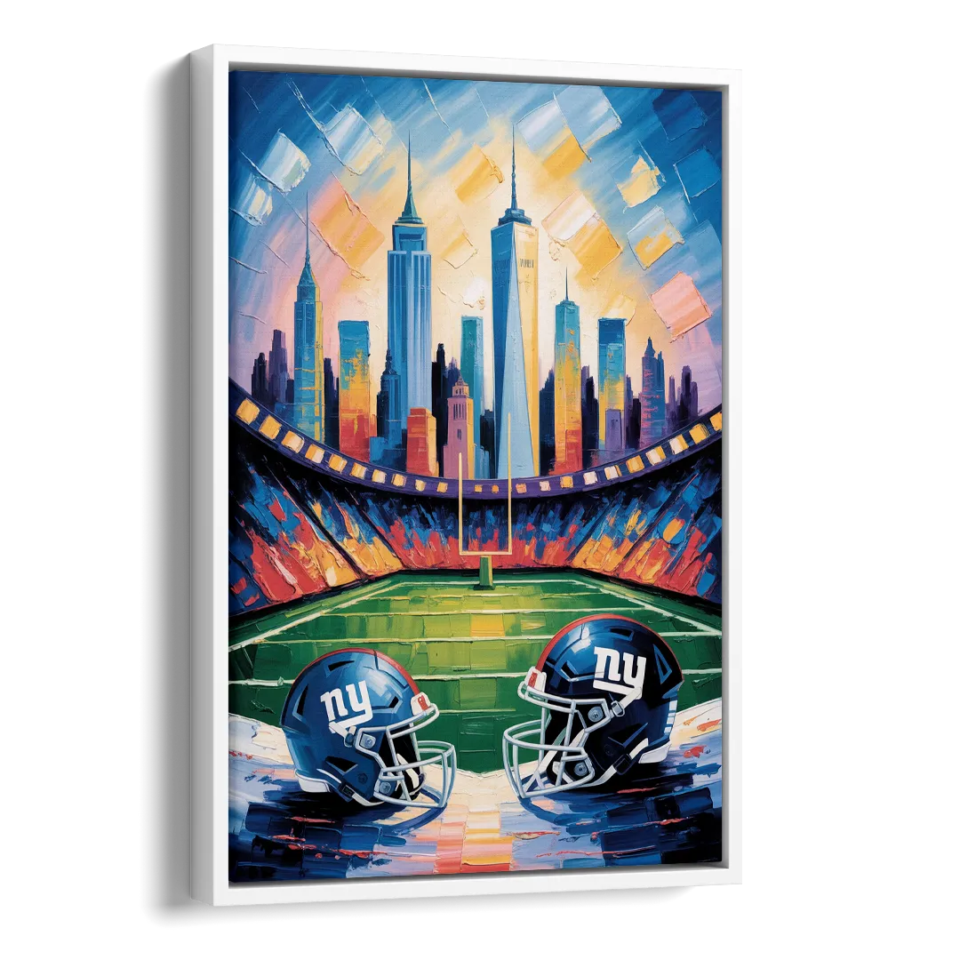 New York Giants Skyline Stadium Side - White Canvas Wall Art