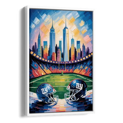 New York Giants Skyline Stadium Side - White Canvas Wall Art