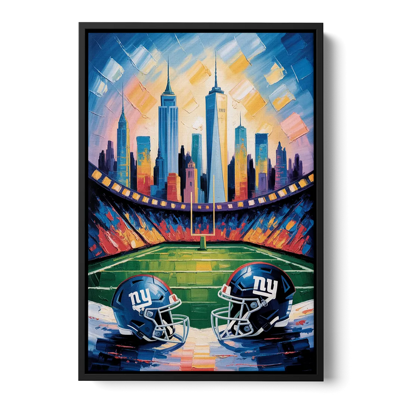 New York Giants Skyline Stadium Front - Black Canvas Wall Art