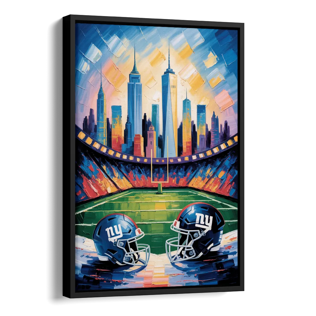 New York Giants Skyline Stadium Side - Black Canvas Wall Art