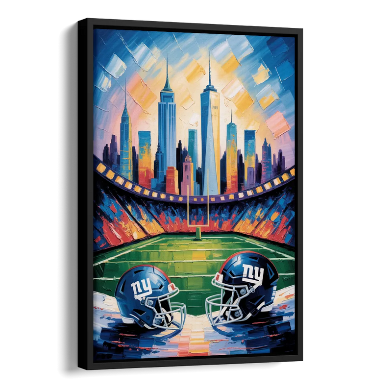 New York Giants Skyline Stadium Side - Black Canvas Wall Art
