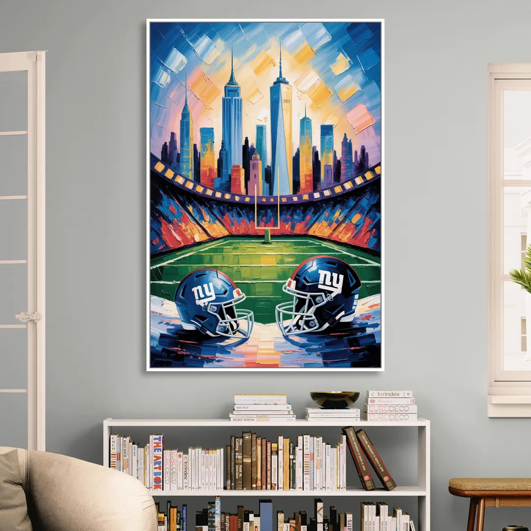 New York Giants Skyline Stadium Living Room - White Canvas Wall Art