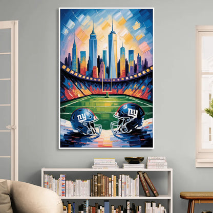 New York Giants Skyline Stadium Living Room - White Canvas Wall Art