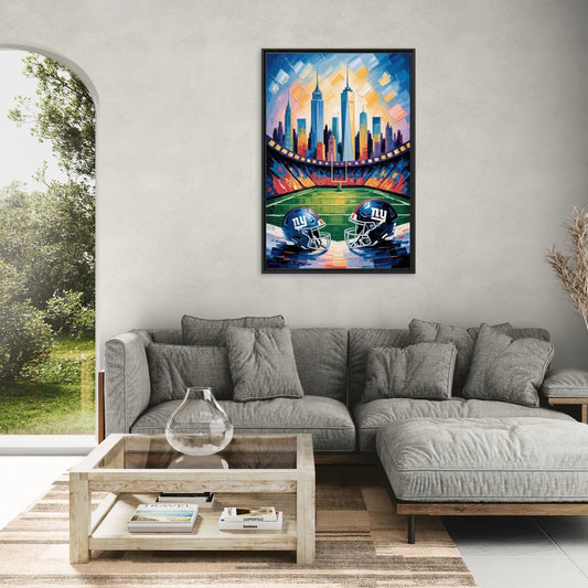 New York Giants Skyline Stadium - Living Room Black Frame Canvas
