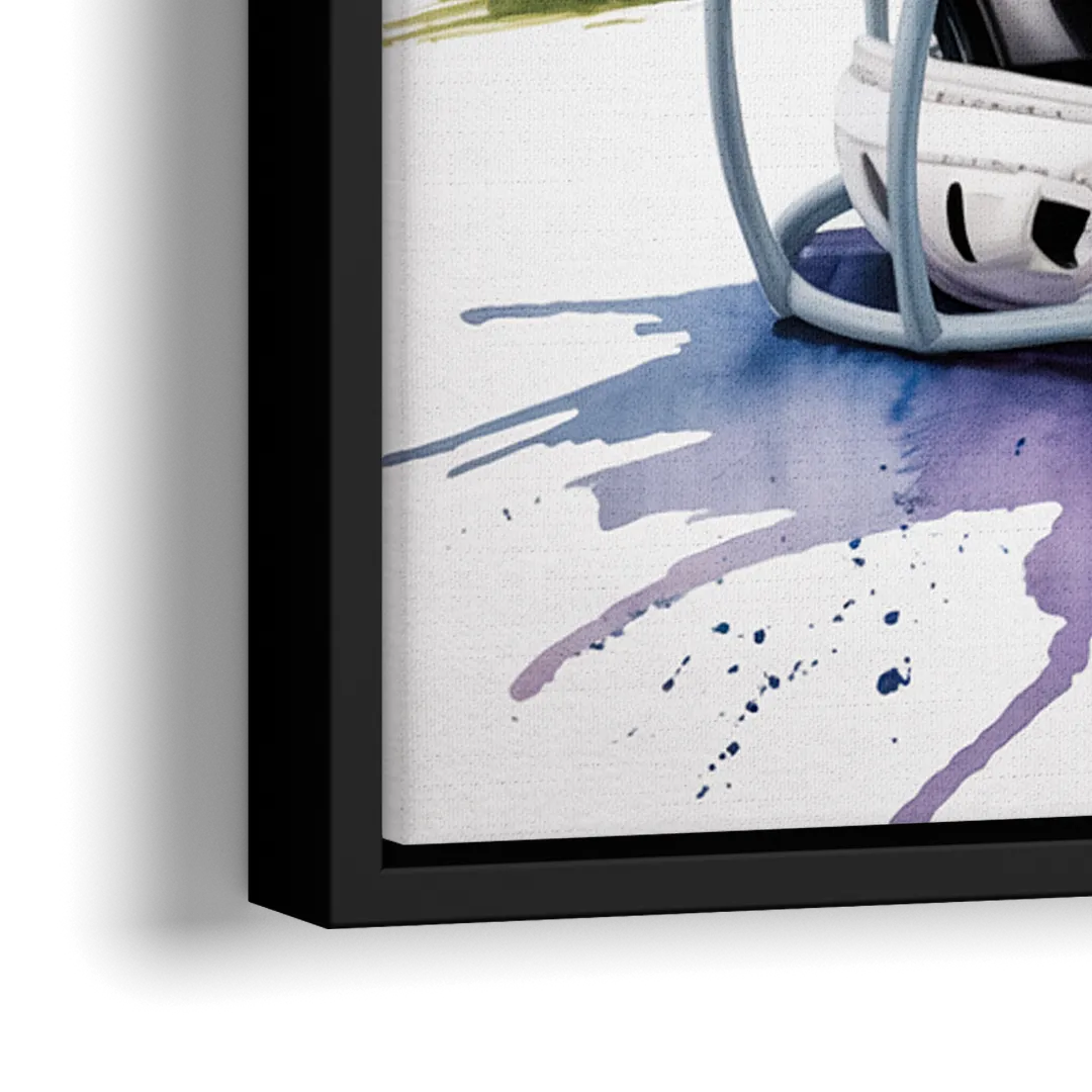 New York Giants Watercolor Helmet and Stadium Art - Close-Up Black Frame Canvas