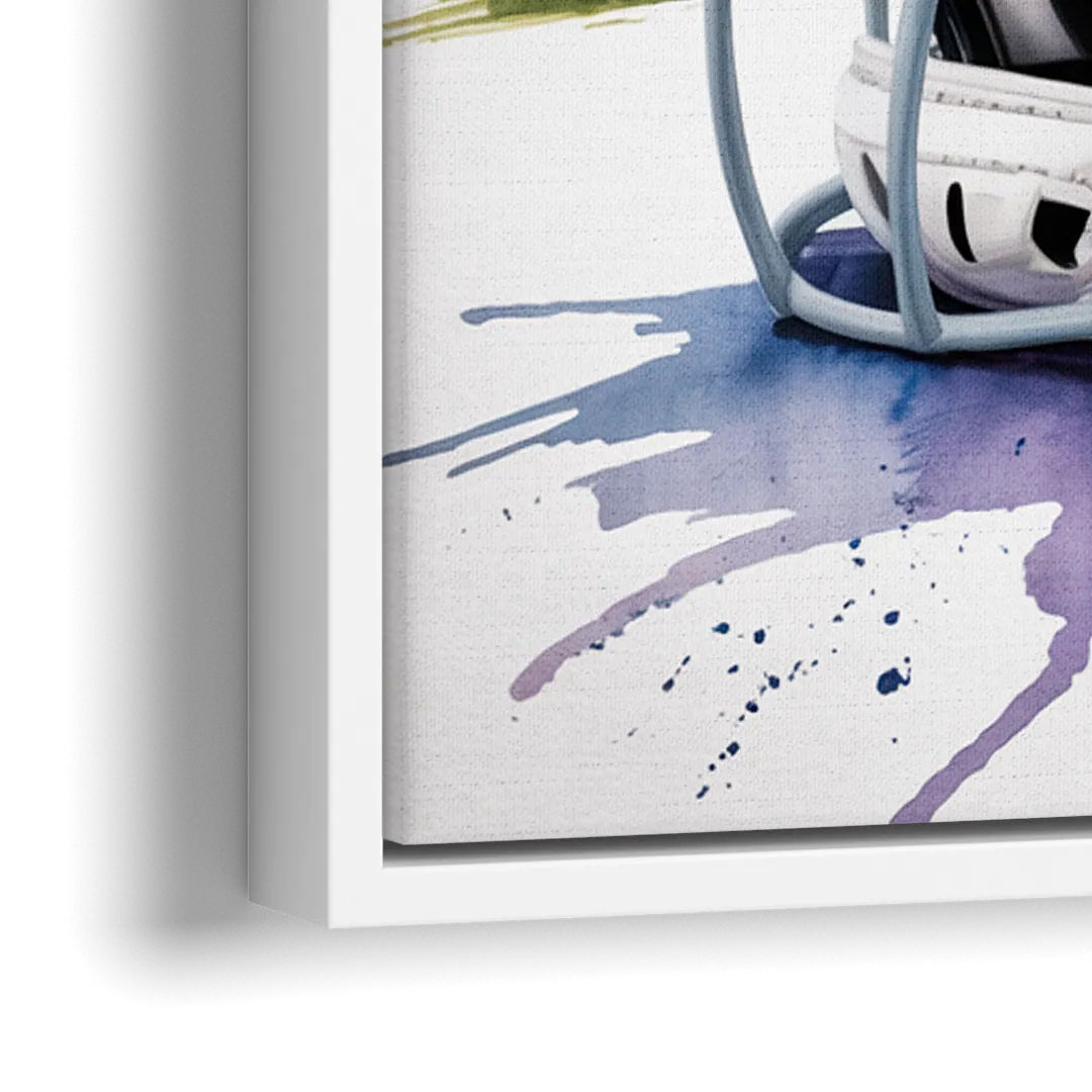 New York Giants Watercolor Helmet and Stadium Art - Close-Up White Frame Canvas