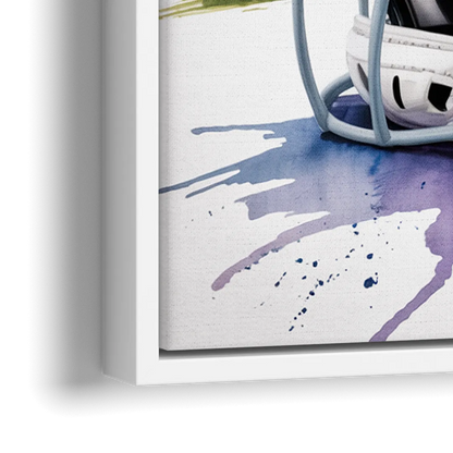 New York Giants Watercolor Helmet and Stadium Art - Close-Up White Frame Canvas