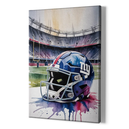 New York Giants Watercolor Helmet and Stadium Art - Canvas Print Art Sides