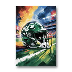 New York Jets Energetic Impressionist Football Helmet Artwork - Canvas Wall Art - Front