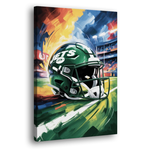 New York Jets Energetic Impressionist Football Helmet Artwork - Canvas Wall Art - Side