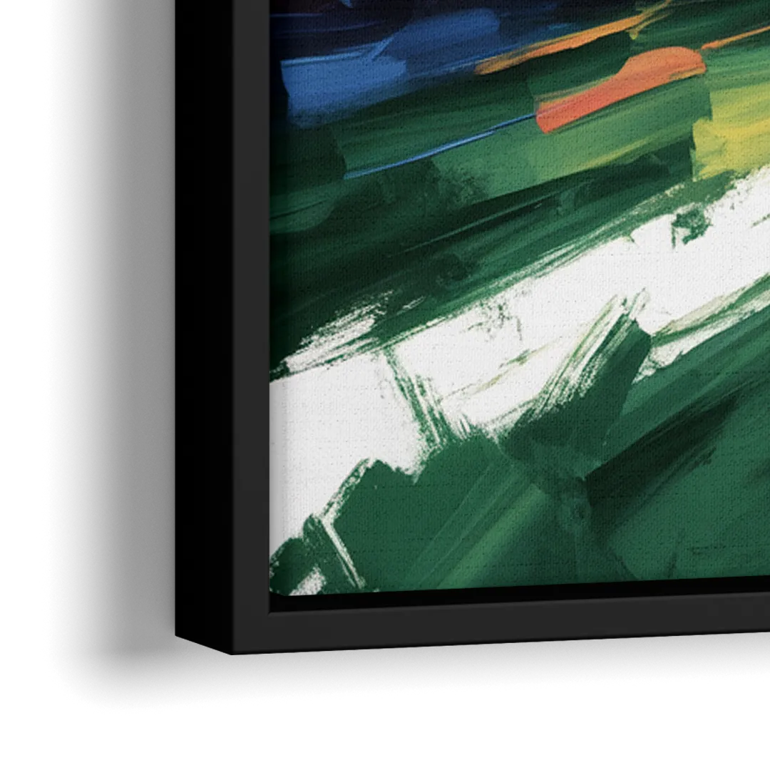 New York Jets Energetic Impressionist Football Helmet Artwork - Close-Up Black Frame Canvas