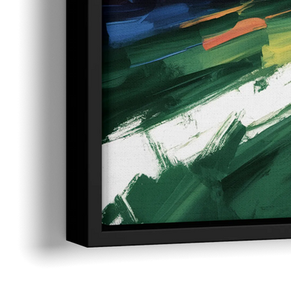 New York Jets Energetic Impressionist Football Helmet Artwork - Close-Up Black Frame Canvas