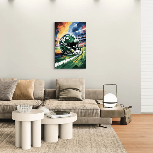 New York Jets Energetic Impressionist Football Helmet Artwork - Canvas Wall Art Living Room