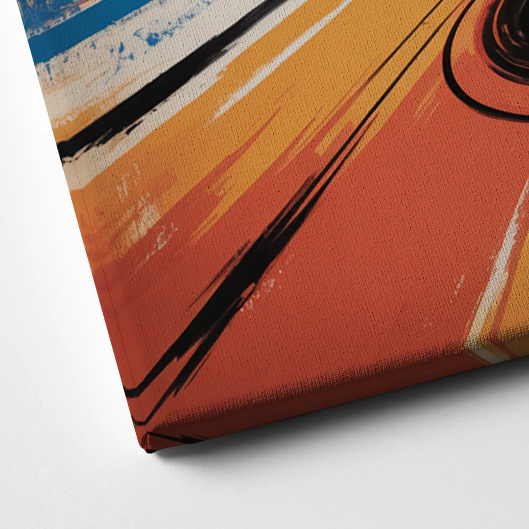 New York Mets Abstract Baseball Art Energetic Triumph in Blue and Orange Canvas Close Up