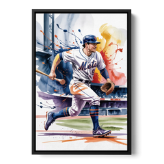 New York Mets Championship Game - Black Framed Canvas Wall Art - Front