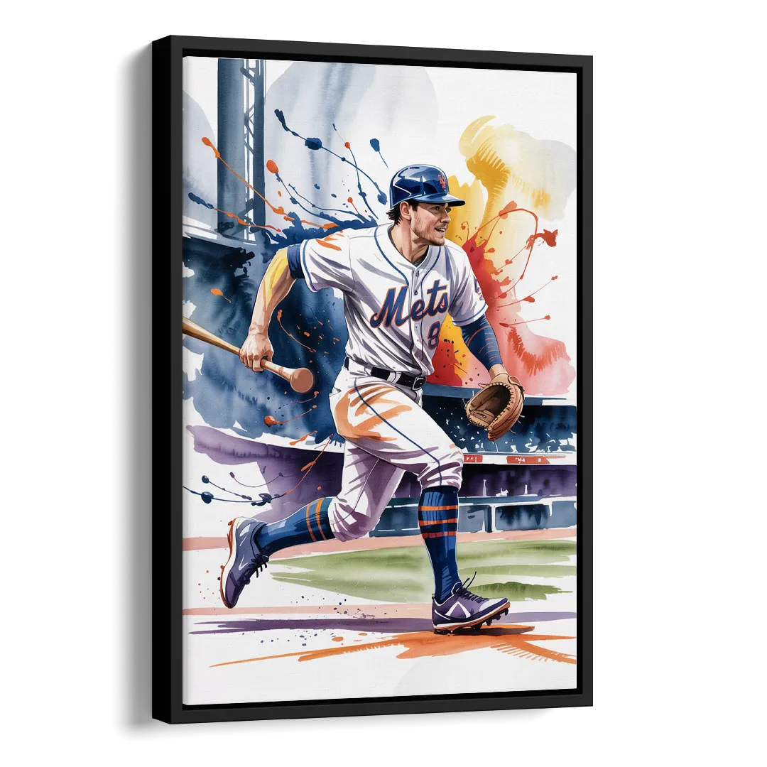 New York Mets Championship Game Side - Black Canvas Wall Art