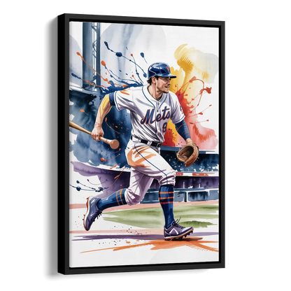 New York Mets Championship Game Side - Black Canvas Wall Art