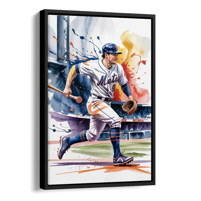 New York Mets Championship Game Side - Black Canvas Wall Art