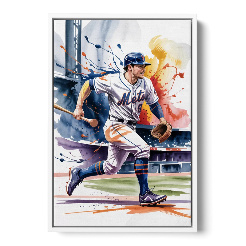 New York Mets Championship Game Front - White Canvas Wall Art