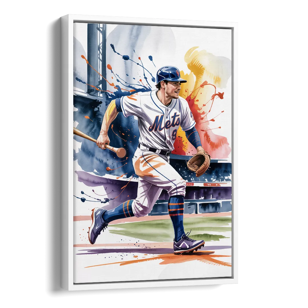 New York Mets Championship Game Side - White Canvas Wall Art