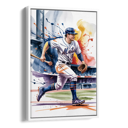 New York Mets Championship Game Side - White Canvas Wall Art