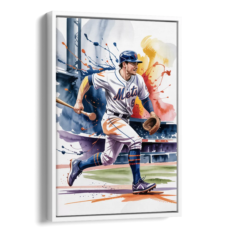 New York Mets Championship Game Side - White Canvas Wall Art