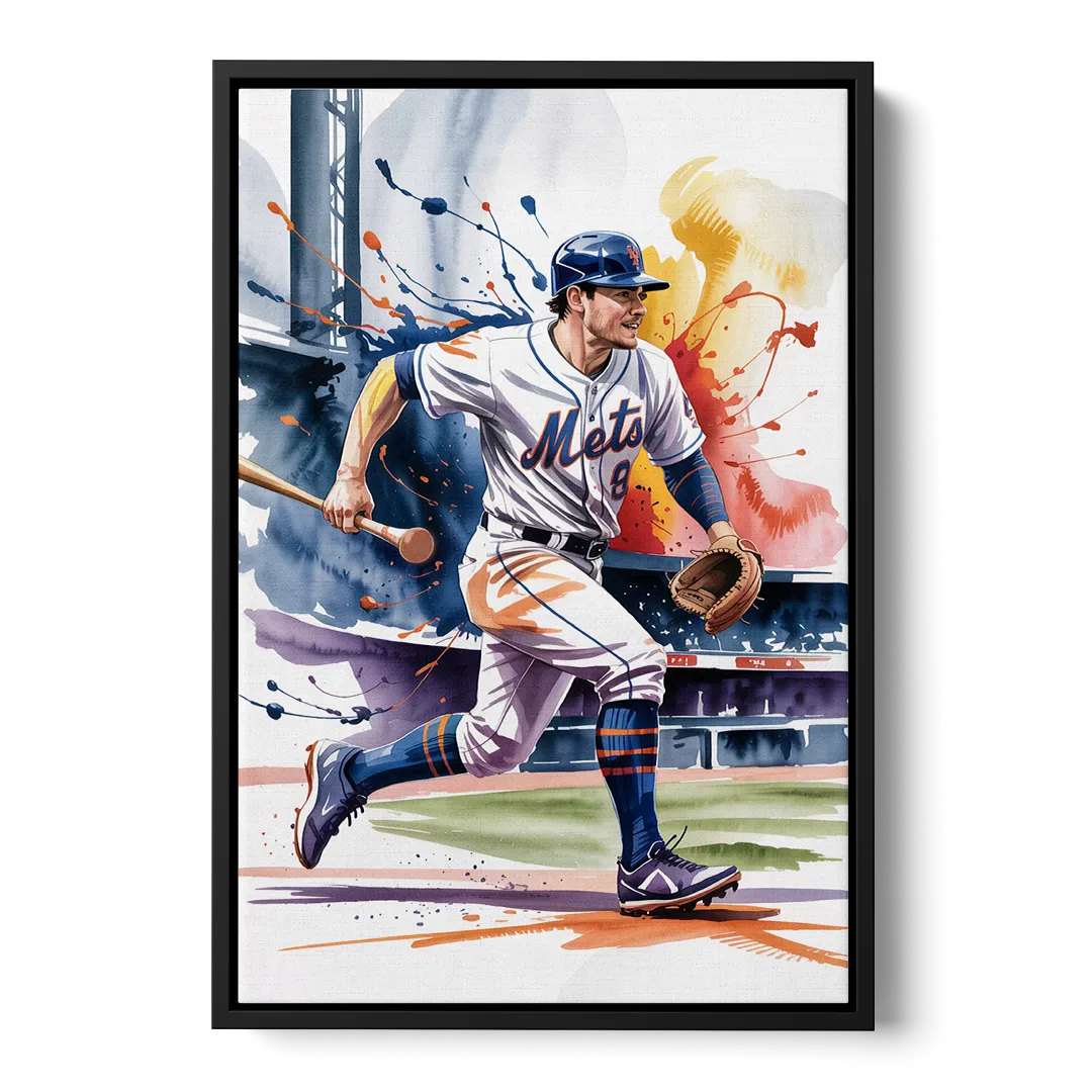 New York Mets Championship Game - Black Frame Canvas