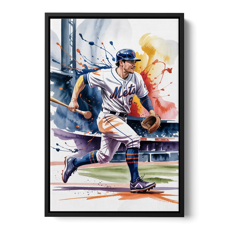 New York Mets Championship Game Front - Black Canvas Wall Art