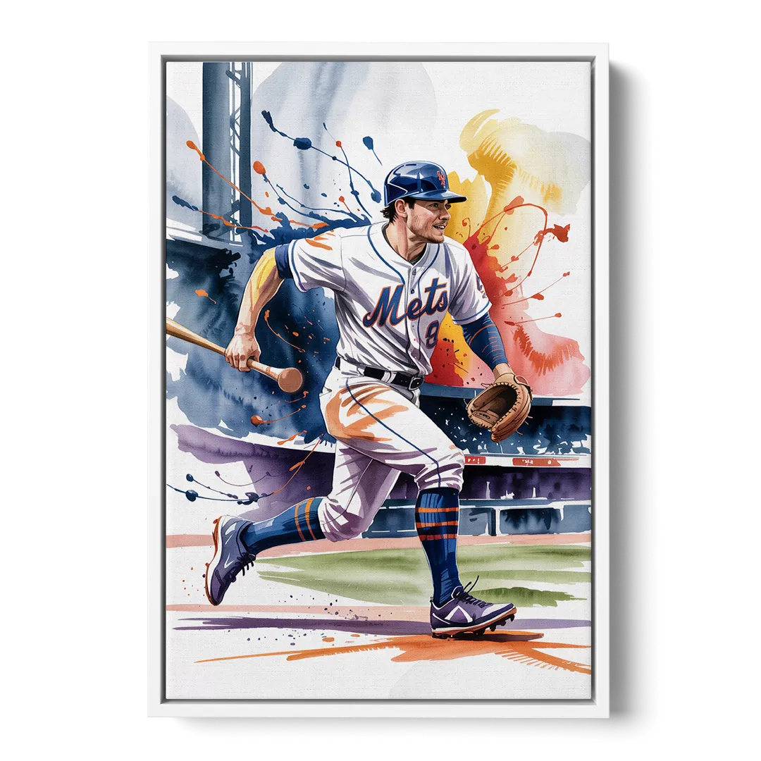 New York Mets Championship Game - White Frame Canvas