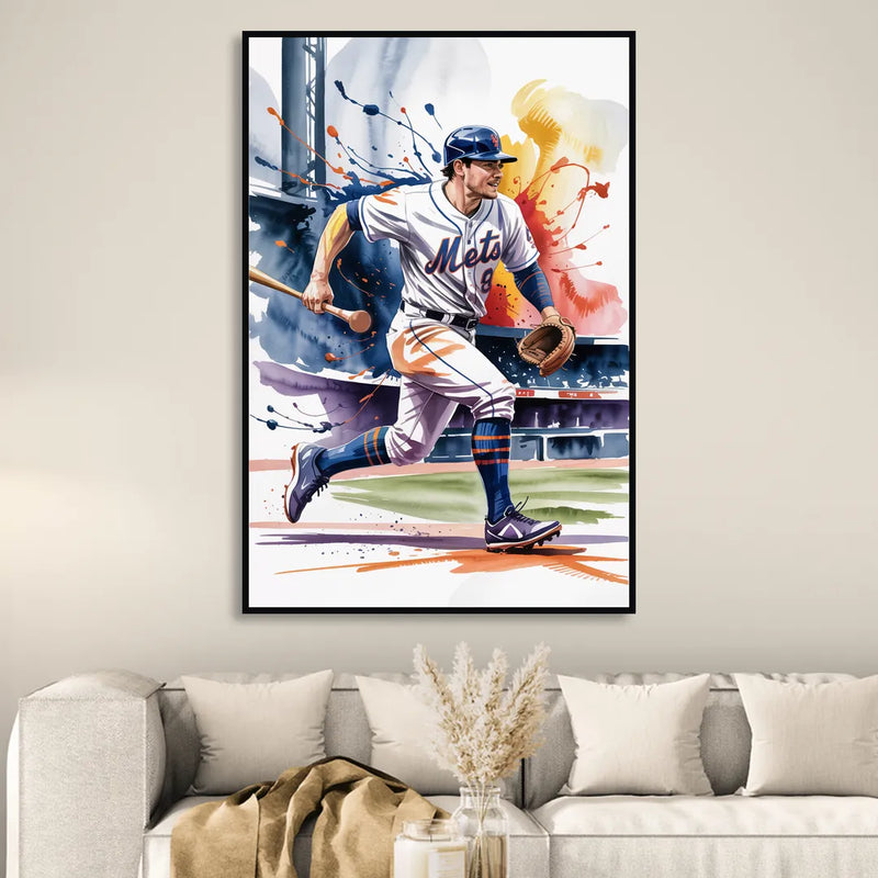 New York Mets Championship Game Sitting Room - Black Canvas Wall Art