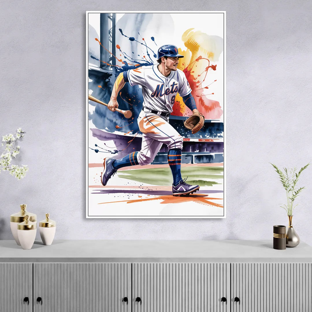 New York Mets Championship Game Sitting Room - White Canvas Wall Art