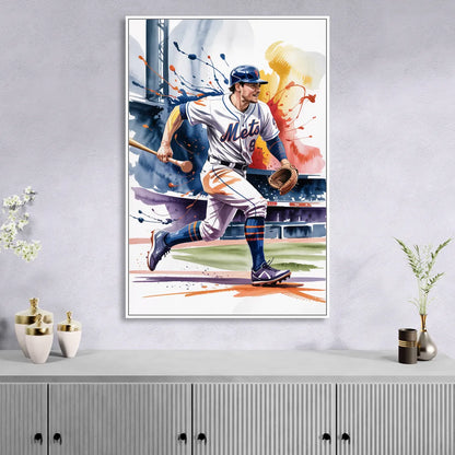 New York Mets Championship Game Sitting Room - White Canvas Wall Art