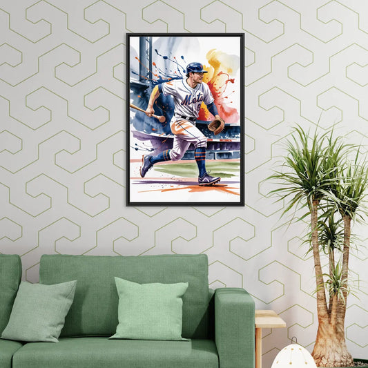 New York Mets Championship Game - Living Room Black Frame Canvas