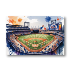 New York Mets Citi Field Watercolor - Canvas Wall Art - Front